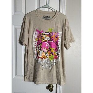 Popeye Graphic T Shirt Men’s XL Tan Beige Boxing Gloves Streetwear Tee